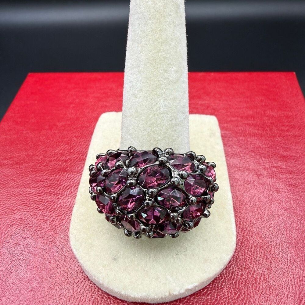 Kenneth Jay Lane cocktail ring domed design rhodolite-inspired stones sz 10 New